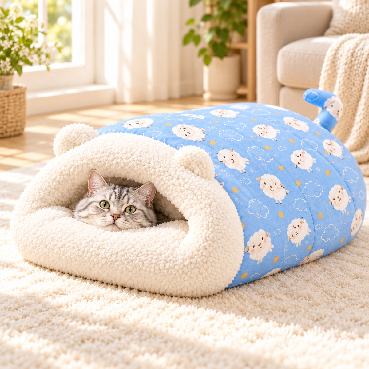 🐾🔥 Bestseller! Halbgeschlossenes, warmes Haustier-Schlafsackbett – Winddichtes, flauschiges Kuschelnest für Katzen und kleine Hunde, perfekt für gemütliche Winterschläfchen ❄️