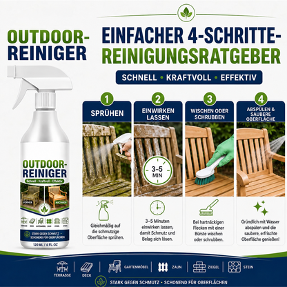 🌿 NUR FÜR KURZE ZEIT 50 % RABATT! Outdoor-Oberflächenreiniger, schnell wirkender Fleckenentferner für Terrassen, Holzmöbel & Außenflächen