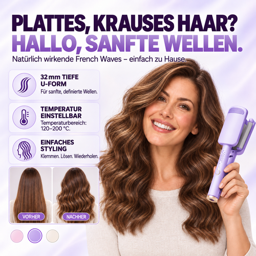 ✨50% RABATT 🌊 32-mm-Welleneisen – Weiche Wellen, voller Glamour! 🌊 4 Temperaturstufen, in ca. 10 Sekunden einsatzbereit, mit Ionen-Technologie