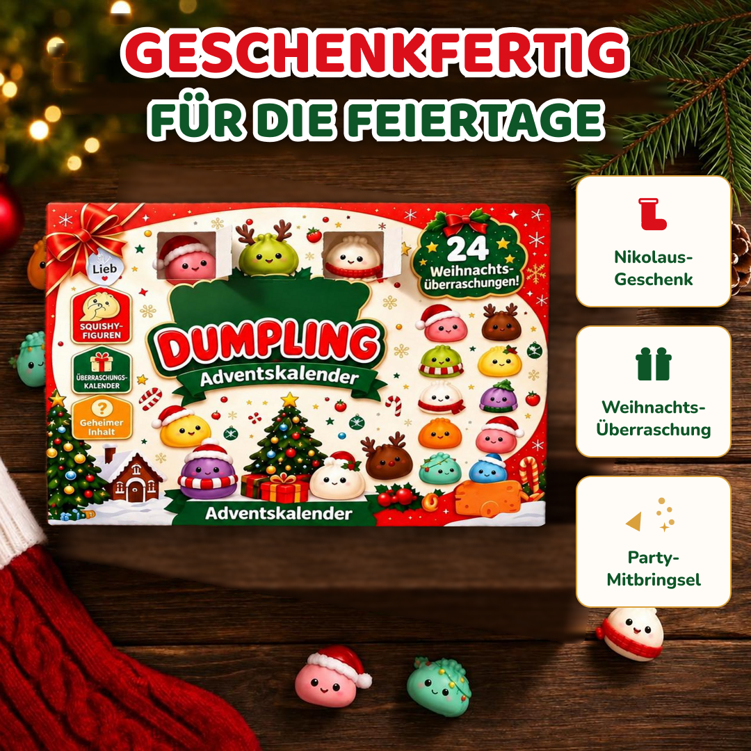 Squishy Dumpling Adventskalender 2026|24 einzigartige Knödel-Squishys, tausende Bestellungen weltweit, limitierte Auflage
