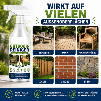 🌿 NUR FÜR KURZE ZEIT 50 % RABATT! Outdoor-Oberflächenreiniger, schnell wirkender Fleckenentferner für Terrassen, Holzmöbel & Außenflächen