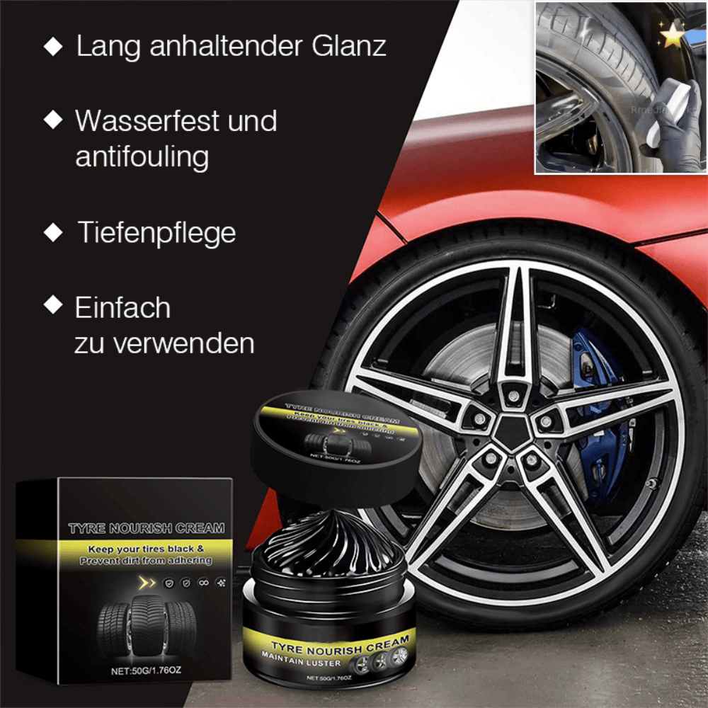 🛞✨ Hochleistungs-Reifen- & Felgenwachs – Tiefschwarzer Glanz, UV-Schutz & Langzeitversiegelung🚘✨