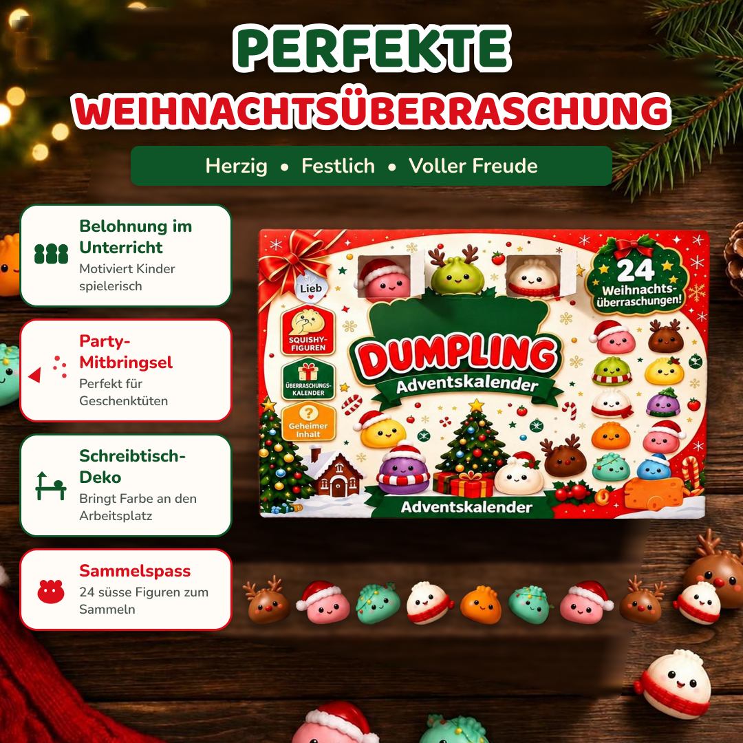 Squishy Dumpling Adventskalender 2026|24 einzigartige Knödel-Squishys, tausende Bestellungen weltweit, limitierte Auflage