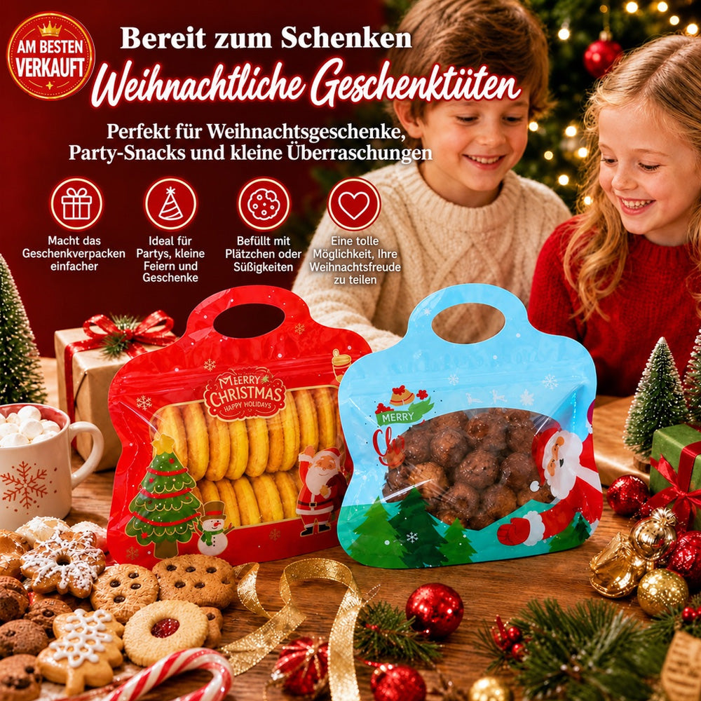 💖 NUR HEUTE: 50 % RABATT! 🎁 Einfach befüllen, einfach verschließen – Weihnachtliche selbstverschließende Geschenktüten mit Weihnachtsmann- & Schneemann-Motiv 🎄 Ideal für Plätzchen, Schokolade & kleine Geschenke 🎅⛄