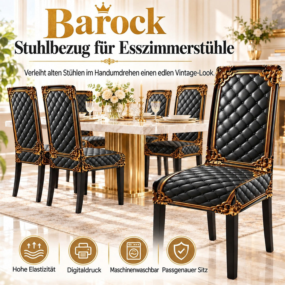 🌸 50 % Rabatt! Elegante Barock-Stuhlhusse – Elastischer Stretch-Bezug für Esszimmerstühle, Edles Design für stilvolle Hochzeiten & Zuhause