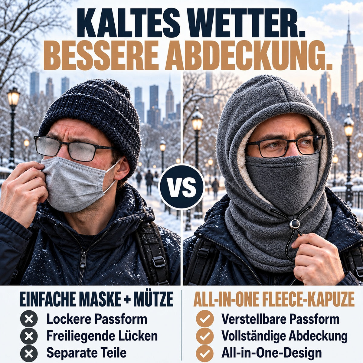 upsell❄️ 3-in-1 Winter-Sturmhaube – Winddichter Fleece-Gesichtsschutz für Damen & Herren, warm & kuschelig für Ski, Radfahren & Outdoor 🧣