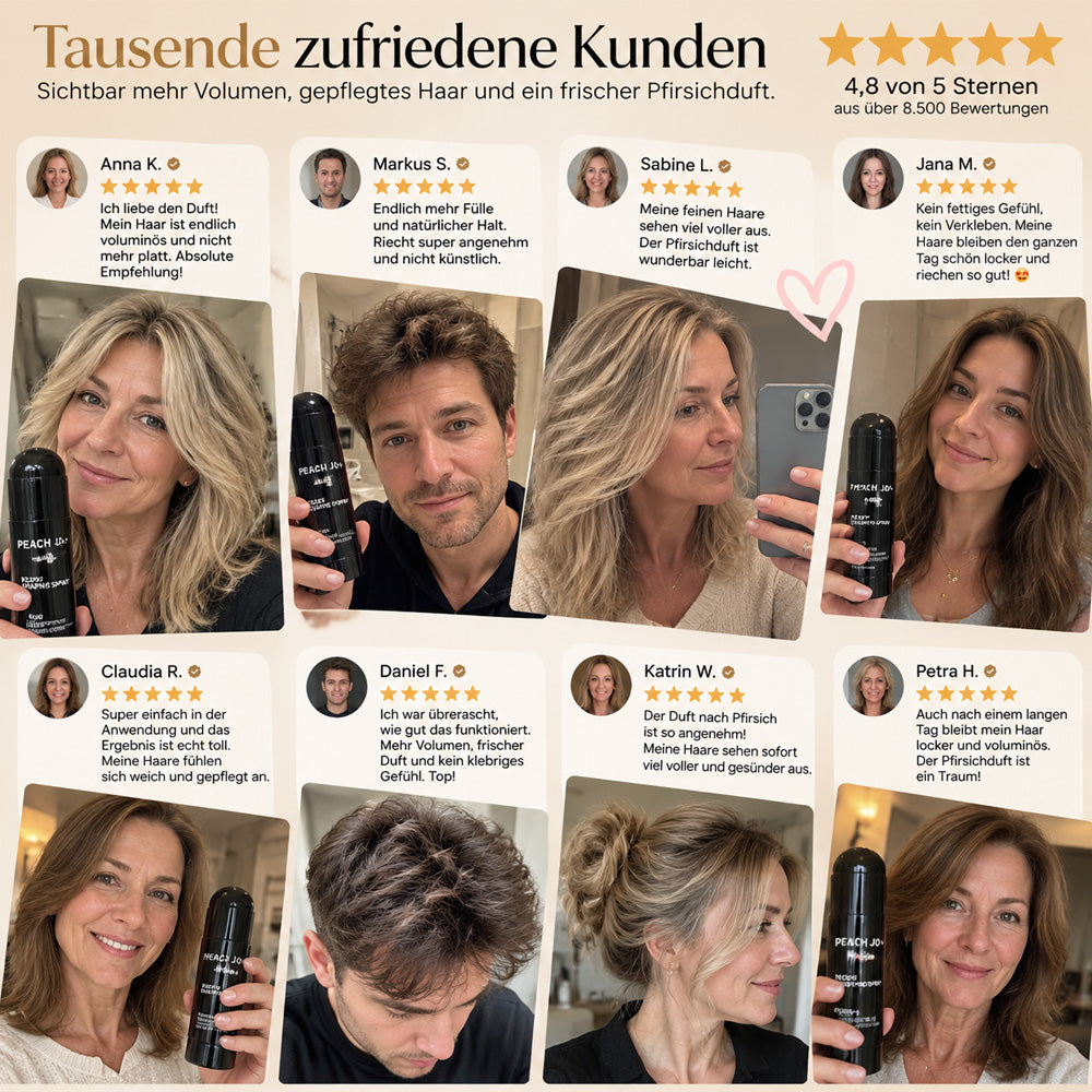 🏆🎁50% RABATT!✨🍑Haar‑Volumen‑Spray mit Pfirsichduft – Fülle & Halt ohne Verkleben – Ideal für feines & glattes Haar 💨