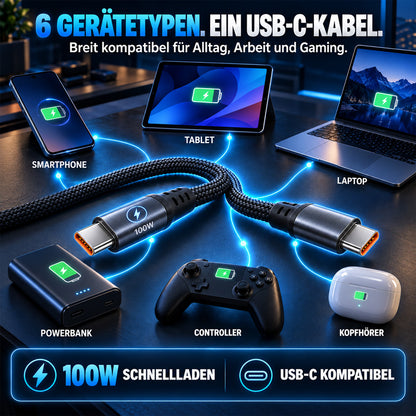 ⚡⚡50% Rabatt！🔋100W USB Schnellladekabel – Geflochten, Robust & mit Überladeschutz🛡️