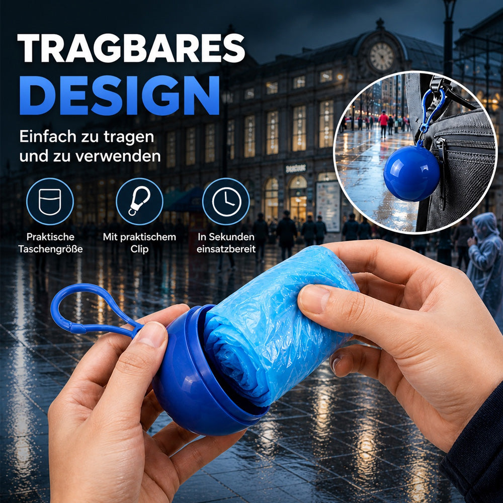 🌧️ 50% RABATT! Taschengroßer Notfall-Regenponcho, kugelverpackt, wasserdichter Regenschutz für Reisen, Wandern & Outdoor