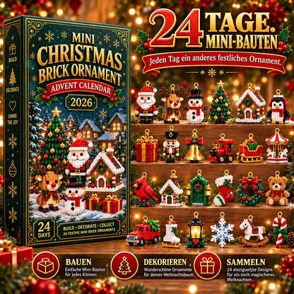 🎄 24-tägiger Mini-Weihnachtsschmuck-Adventskalender | 24 einzigartige, festliche Bastelvorlagen zum Zusammenbauen mit Aufhängeschlaufen – perfekt zum Schmücken von Weihnachtsbäumen, Kränzen und Weihnachtsdekorationen 🧱