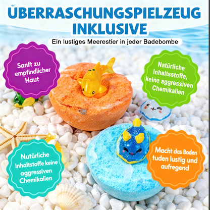 🛁 [12-teiliges Geschenkset mit Badekugeln für Kinder 💙] – 12 Tage lang jeden Tag eine neue Überraschung aus der Unterwasserwelt! 🐳 🎁