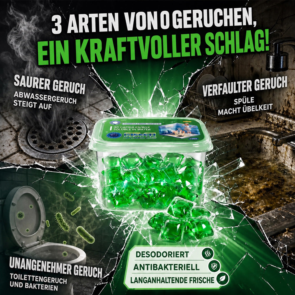 🏠💧 48 % Rabatt! Abfluss‑Deodorant‑Tabs – Bio‑Enzym‑Formel neutralisiert Gerüche direkt an der Quelle. Sofortiger Frischeduft, ohne aggressive Chemikalien. Verabschieden Sie sich von unangenehmen Gerüchen. 🚰✅