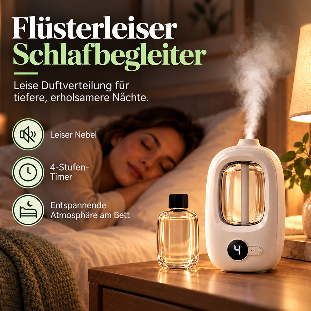 📢📢50 % RABATT! ⏰🎶Kabelloser Aroma-Diffusor mit Sandelholzduft – 4 Timer, leiser Betrieb & elegantes Dufterlebnis🌿💡