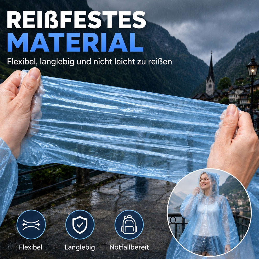 🌧️ 50% RABATT! Taschengroßer Notfall-Regenponcho, kugelverpackt, wasserdichter Regenschutz für Reisen, Wandern & Outdoor