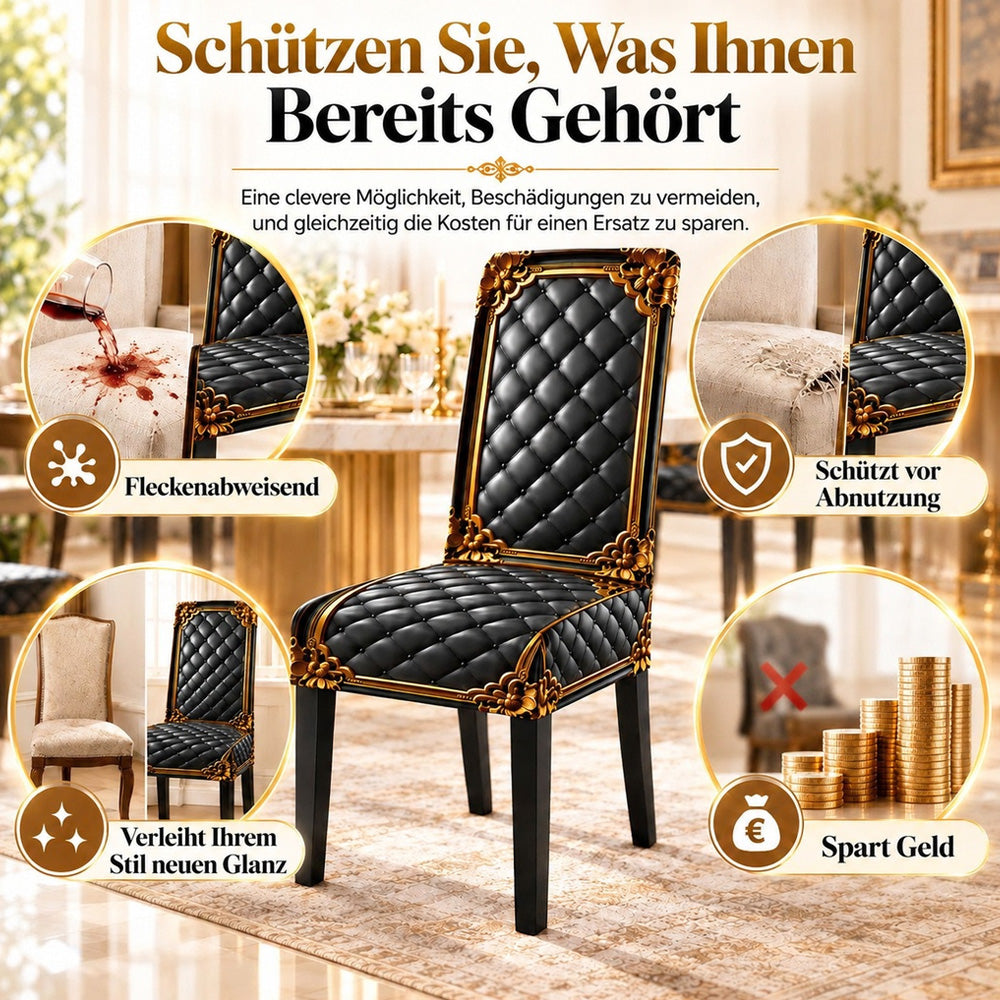 🌸 50 % Rabatt! Elegante Barock-Stuhlhusse – Elastischer Stretch-Bezug für Esszimmerstühle, Edles Design für stilvolle Hochzeiten & Zuhause