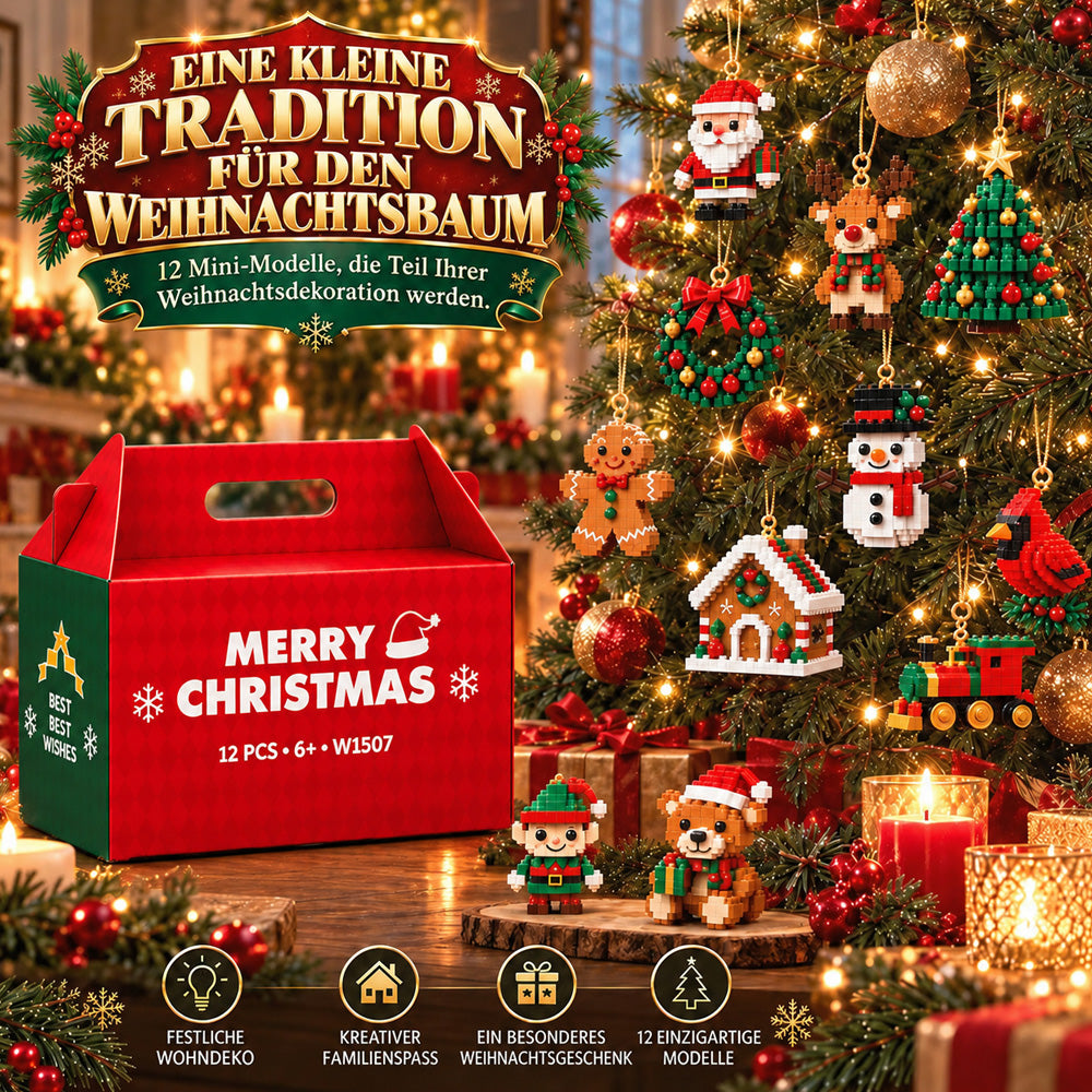 ⏳ Nur heute 49 % sparen – 🎄 12-Tage-Mini-Weihnachts-Bauset zum Selberbauen | 12 einzigartige, festliche Bausets mit Aufhängeschlaufen – perfekt zum Schmücken von Weihnachtsbäumen, Kränzen und festlichen Dekorationen 🧱