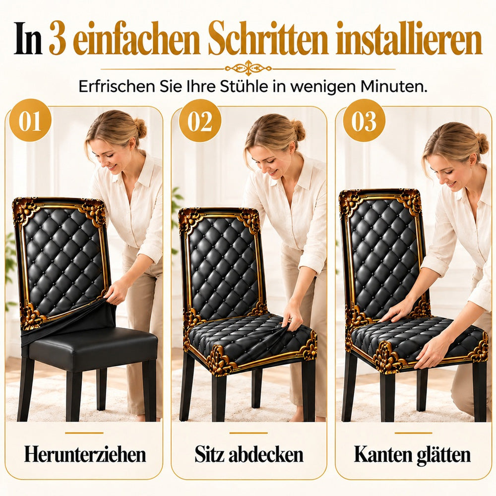 🌸 50 % Rabatt! Elegante Barock-Stuhlhusse – Elastischer Stretch-Bezug für Esszimmerstühle, Edles Design für stilvolle Hochzeiten & Zuhause