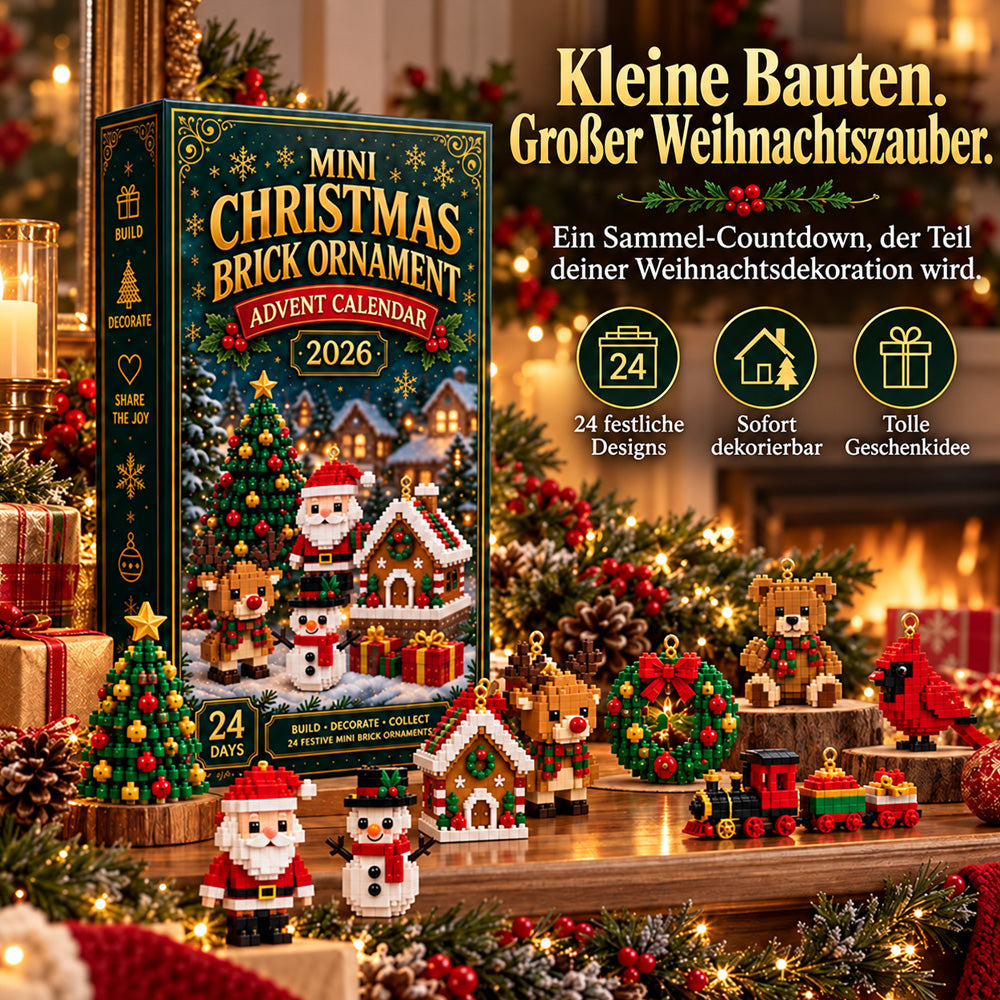 🎄 24-tägiger Mini-Weihnachtsschmuck-Adventskalender | 24 einzigartige, festliche Bastelvorlagen zum Zusammenbauen mit Aufhängeschlaufen – perfekt zum Schmücken von Weihnachtsbäumen, Kränzen und Weihnachtsdekorationen 🧱
