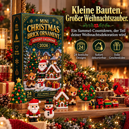 🎄 24-tägiger Mini-Weihnachtsschmuck-Adventskalender | 24 einzigartige, festliche Bastelvorlagen zum Zusammenbauen mit Aufhängeschlaufen – perfekt zum Schmücken von Weihnachtsbäumen, Kränzen und Weihnachtsdekorationen 🧱