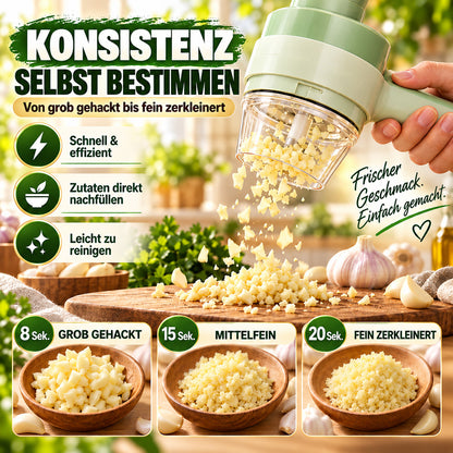 🧄🔄4-in-1 elektrisches Gemüseschneider-Set – kabellose Multifunktions-Küchenmaschine