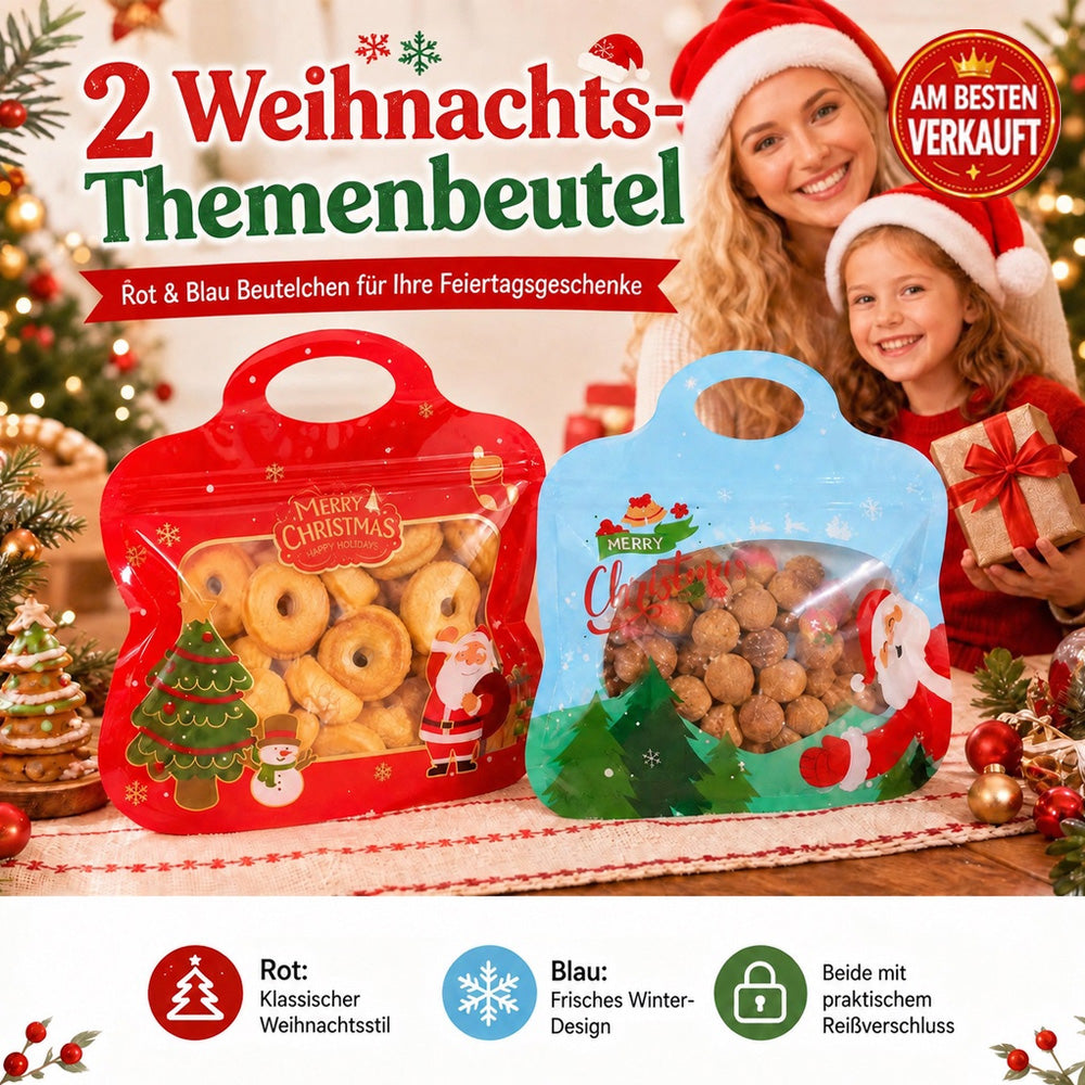 💖 NUR HEUTE: 50 % RABATT! 🎁 Einfach befüllen, einfach verschließen – Weihnachtliche selbstverschließende Geschenktüten mit Weihnachtsmann- & Schneemann-Motiv 🎄 Ideal für Plätzchen, Schokolade & kleine Geschenke 🎅⛄
