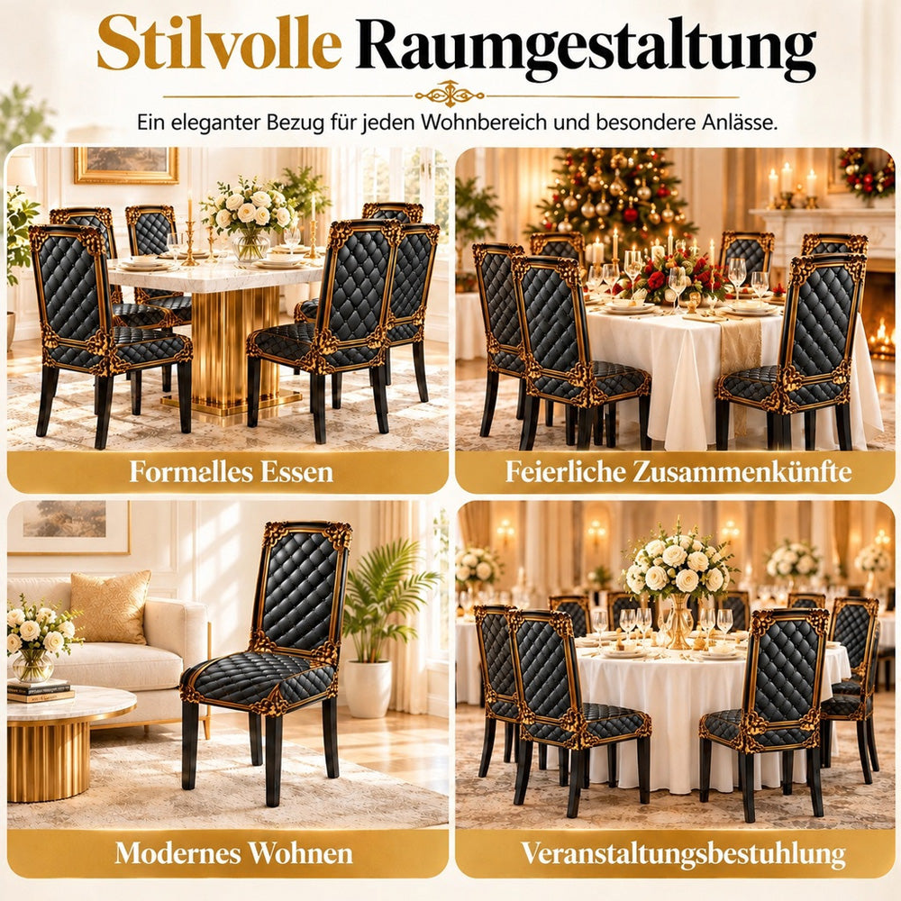 🌸 50 % Rabatt! Elegante Barock-Stuhlhusse – Elastischer Stretch-Bezug für Esszimmerstühle, Edles Design für stilvolle Hochzeiten & Zuhause