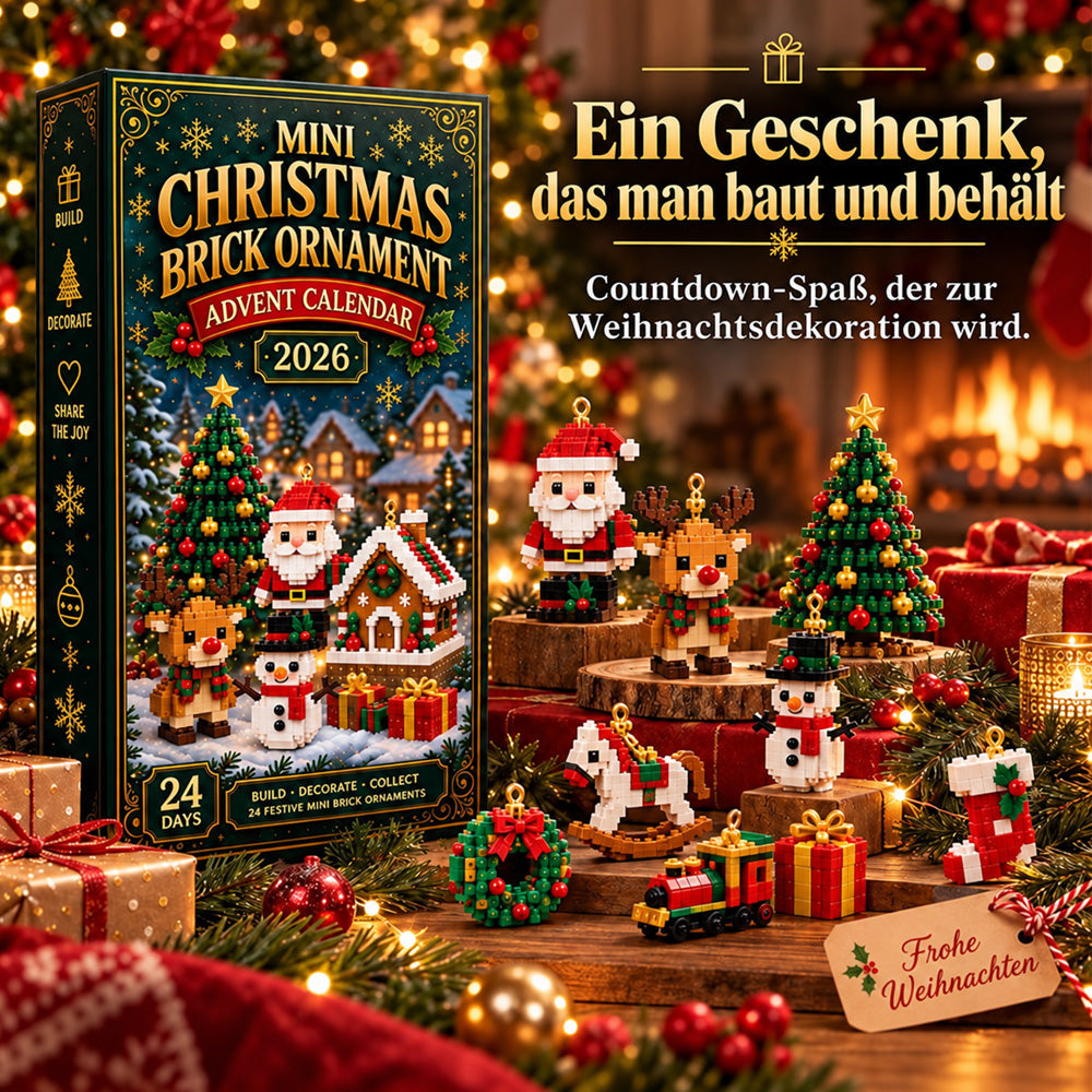 🎄 24-tägiger Mini-Weihnachtsschmuck-Adventskalender | 24 einzigartige, festliche Bastelvorlagen zum Zusammenbauen mit Aufhängeschlaufen – perfekt zum Schmücken von Weihnachtsbäumen, Kränzen und Weihnachtsdekorationen 🧱