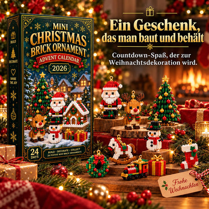 🎄 24-tägiger Mini-Weihnachtsschmuck-Adventskalender | 24 einzigartige, festliche Bastelvorlagen zum Zusammenbauen mit Aufhängeschlaufen – perfekt zum Schmücken von Weihnachtsbäumen, Kränzen und Weihnachtsdekorationen 🧱