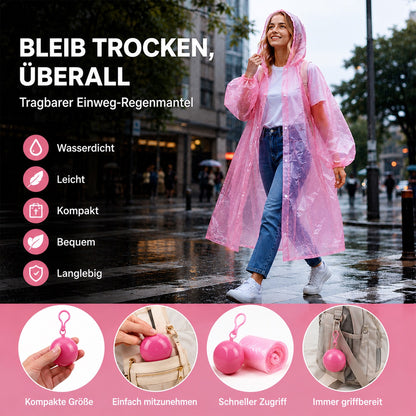🌧️ 50% RABATT! Taschengroßer Notfall-Regenponcho, kugelverpackt, wasserdichter Regenschutz für Reisen, Wandern & Outdoor