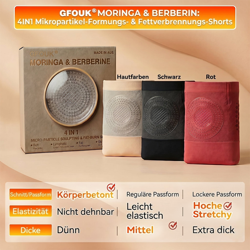🔥Moringa & Berberin 4-in-1-Shorts mit Mikropartikeln zur Körperformung und Fettverbrennung