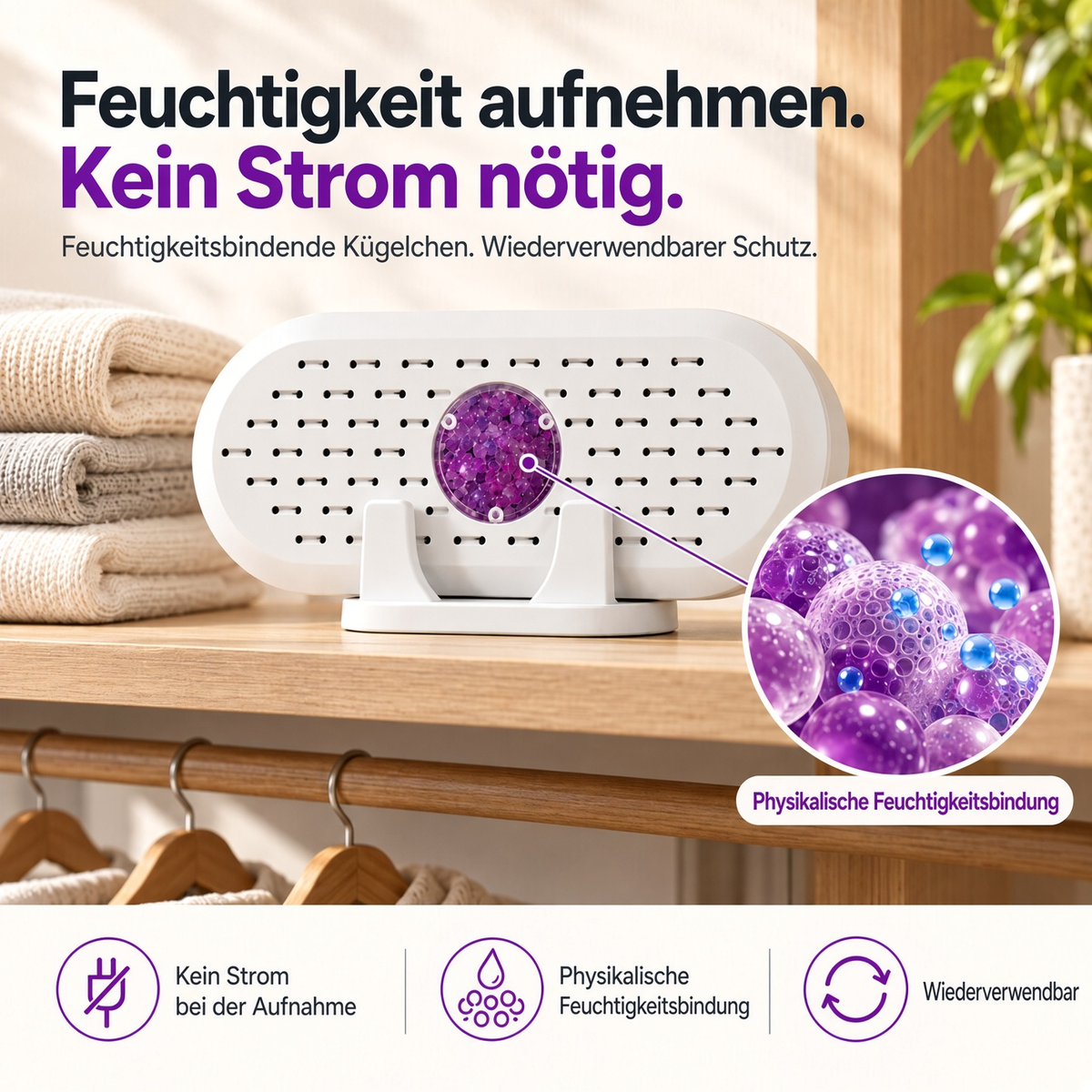 🔥 50% Rabatt  ⏰ Wiederverwendbarer Luftentfeuchter – Tragbarer Feuchtigkeitsabsorber für Zuhause, Kleiderschrank & Badezimmer