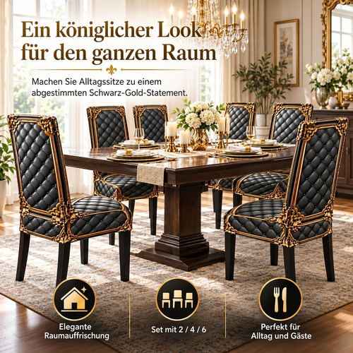 🔥 1 kaufen, 1 gratis! 🪑 Eleganter Barock-Stil Stuhlbezug – Elastischer Esszimmerstuhlbezug mit luxuriösem Design