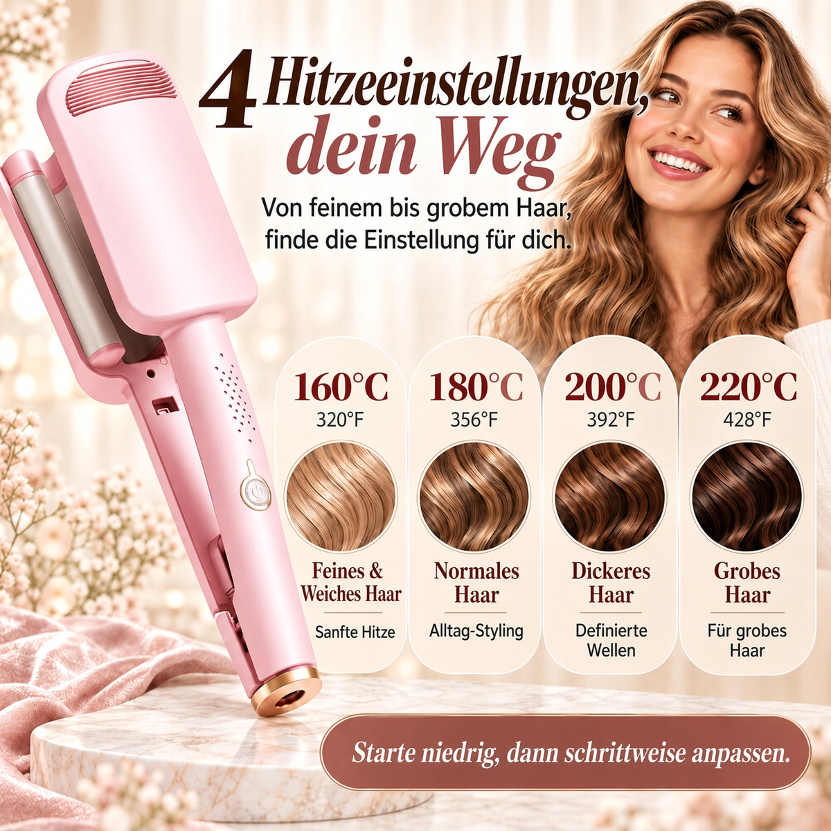 ✨ 💈 50 % RABATT! LIMITIERTES ANGEBOT 💐 Wellen-Lockenstab – Müheloses Styling durch Einklemmen und Halten, spart Zeit bei Ihrem täglichen Styling