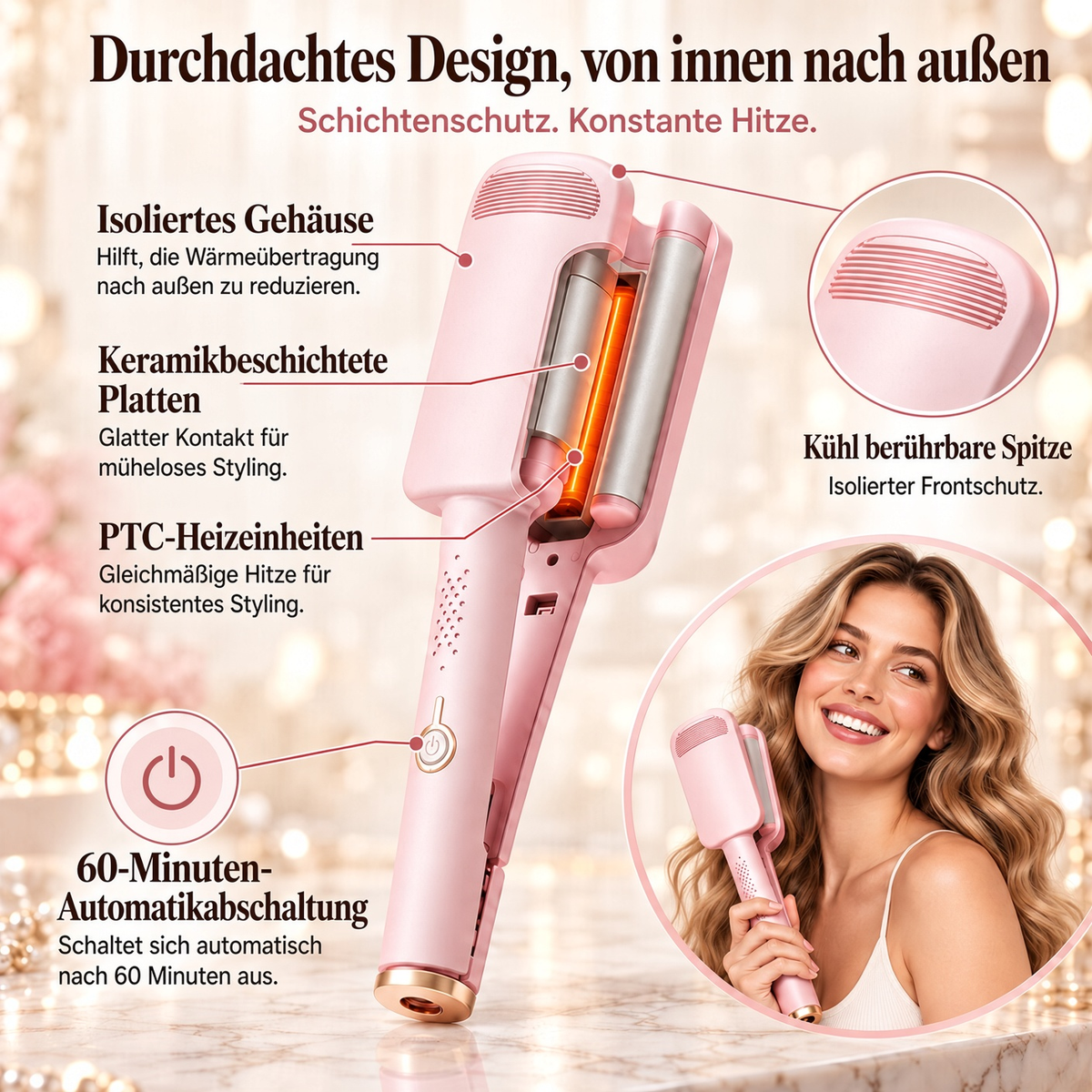 ✨ 💈 50 % RABATT! LIMITIERTES ANGEBOT 💐 Wellen-Lockenstab – Müheloses Styling durch Einklemmen und Halten, spart Zeit bei Ihrem täglichen Styling