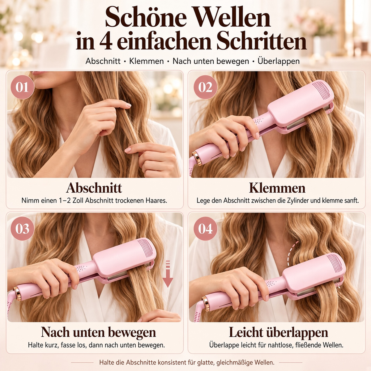 ✨ 💈 50 % RABATT! LIMITIERTES ANGEBOT 💐 Wellen-Lockenstab – Müheloses Styling durch Einklemmen und Halten, spart Zeit bei Ihrem täglichen Styling
