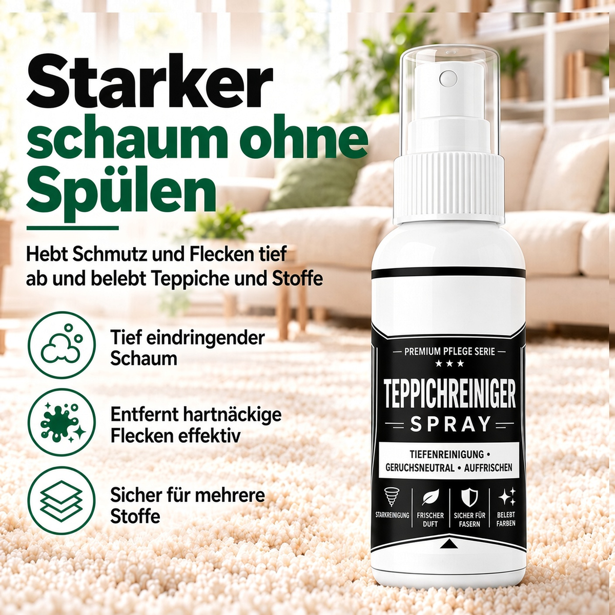 🏆 🏆 1 kaufen, 1 gratis erhalten! 🎁 Tiefenreinigendes Teppichspray – Kraftvolle Formel für Autoinnenräume, Sofas & Teppiche. Mühelose Fleckenentfernung! ✨