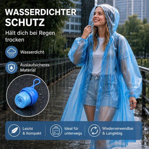 🌧️ 50% RABATT! Taschengroßer Notfall-Regenponcho, kugelverpackt, wasserdichter Regenschutz für Reisen, Wandern & Outdoor