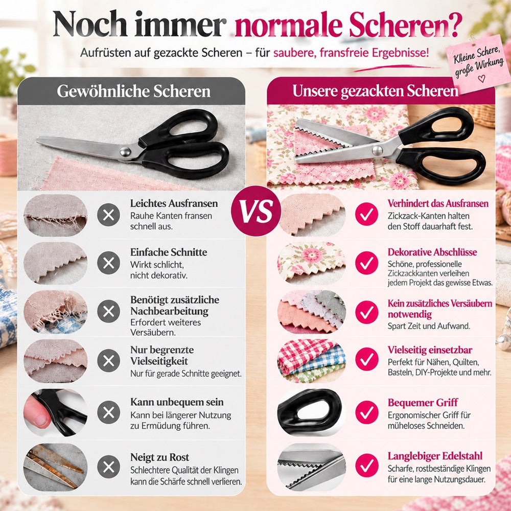 ✂️ 2er Set Stoffscheren für kreative Kleidung – Fransen entfernen, Kanten veredeln & alte Kleidung neu gestalten