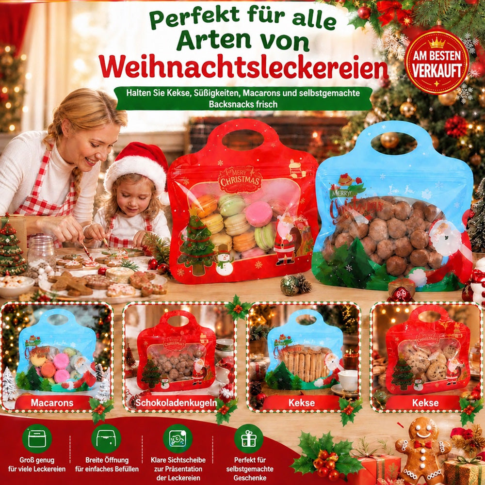 💖 NUR HEUTE: 50 % RABATT! 🎁 Einfach befüllen, einfach verschließen – Weihnachtliche selbstverschließende Geschenktüten mit Weihnachtsmann- & Schneemann-Motiv 🎄 Ideal für Plätzchen, Schokolade & kleine Geschenke 🎅⛄