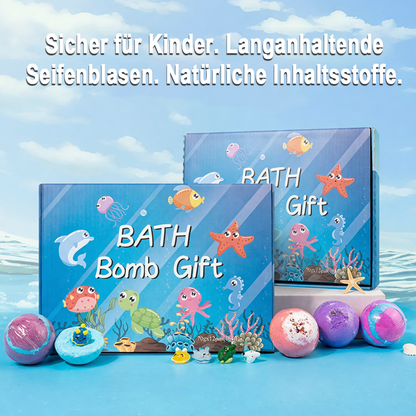 🛁 [12-teiliges Geschenkset mit Badekugeln für Kinder 💙] – 12 Tage lang jeden Tag eine neue Überraschung aus der Unterwasserwelt! 🐳 🎁