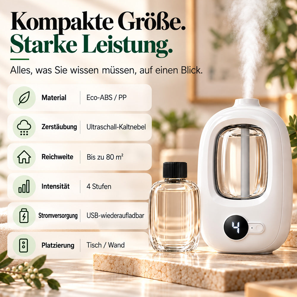 📢📢50 % RABATT! ⏰🎶Kabelloser Aroma-Diffusor mit Sandelholzduft – 4 Timer, leiser Betrieb & elegantes Dufterlebnis🌿💡