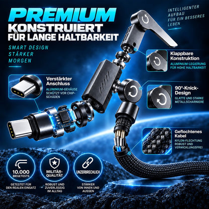 ⚡ 240W USB-C Schnellladen + klappbarer Handyhalter in einem Kabel – fürs Gaming, Video-Calls ,Kochen und unterwegs.