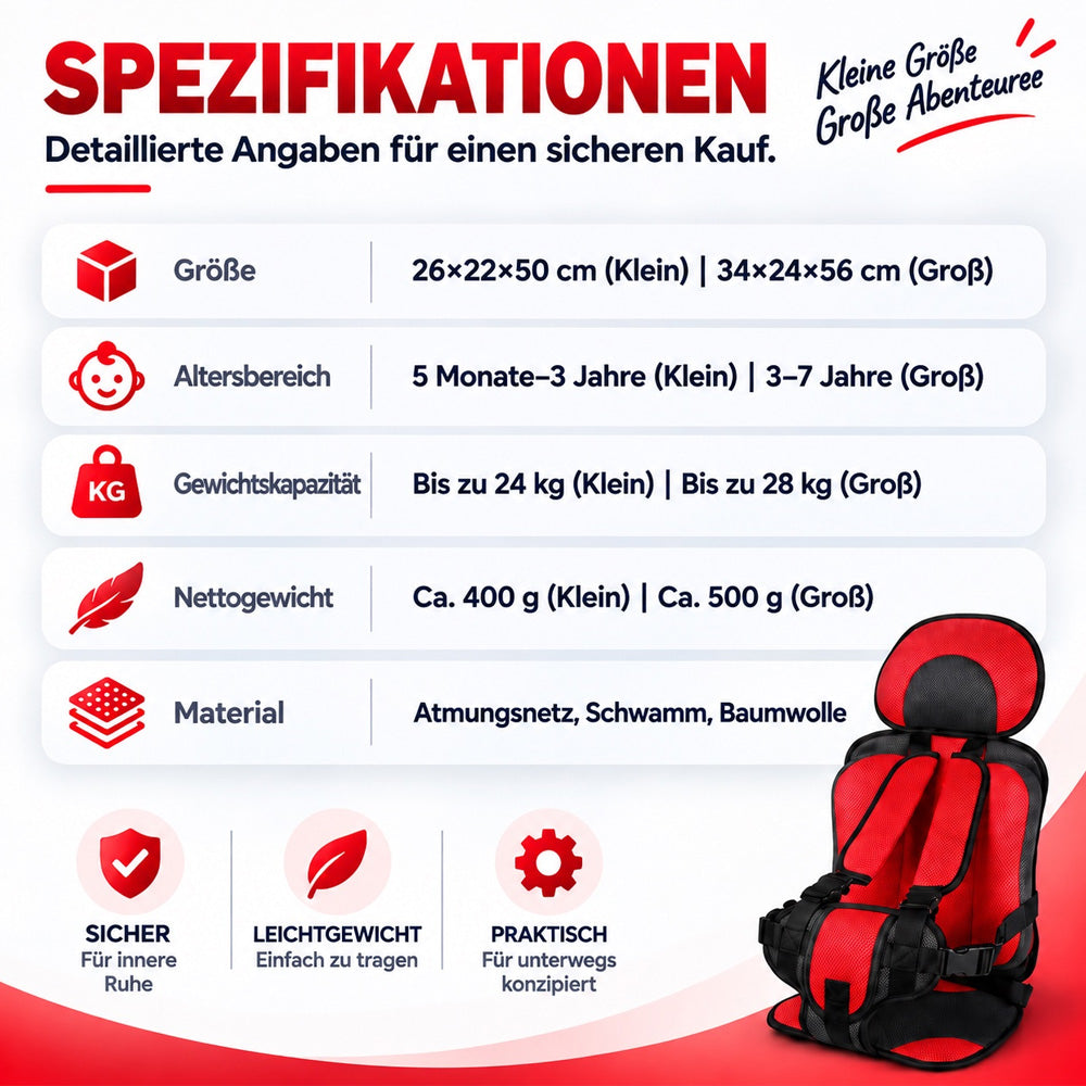 🧒 50% OFF NOW! 🚗 Foldable Child Car Safety Seat – Lightweight, Portable & Fits 0-12 Years – For Cars, Planes & Trains 🛡️
