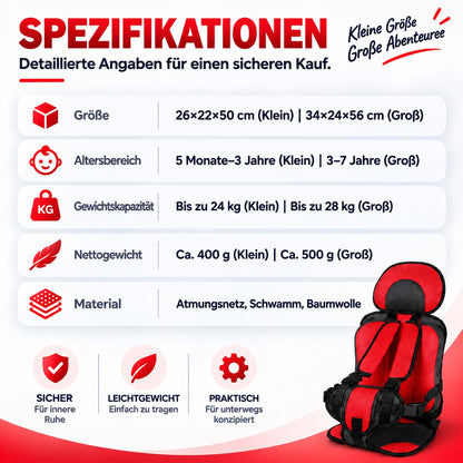 🧒 50% OFF NOW! 🚗 Foldable Child Car Safety Seat – Lightweight, Portable & Fits 0-12 Years – For Cars, Planes & Trains 🛡️
