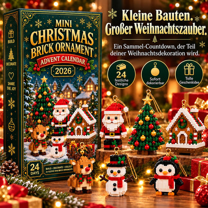 🎄 24-tägiger Mini-Weihnachtsschmuck-Adventskalender | 24 einzigartige, festliche Bastelvorlagen zum Zusammenbauen mit Aufhängeschlaufen – perfekt zum Schmücken von Weihnachtsbäumen, Kränzen und Weihnachtsdekorationen 🧱