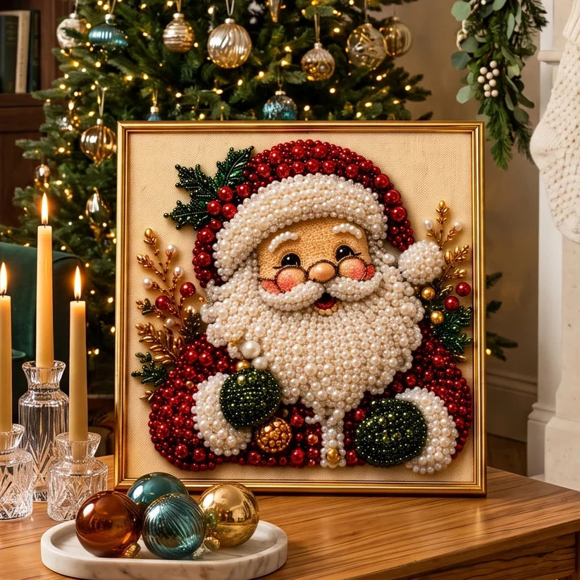 🎄 LETZTER TAG – 49 % RABATT – DIY Weihnachts-Perlen-Diamond-Painting-Set mit Rahmen | Entspannend & Einsteigerfreundlich