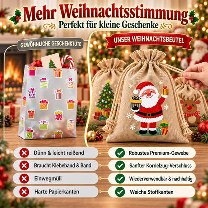 🎄⛄ Weihnachtliche Jute-Geschenkbeutel mit Kordelzug--Lose Süßigkeiten und Geschenke in Sekunden ordentlich verpackt 🎁🎄