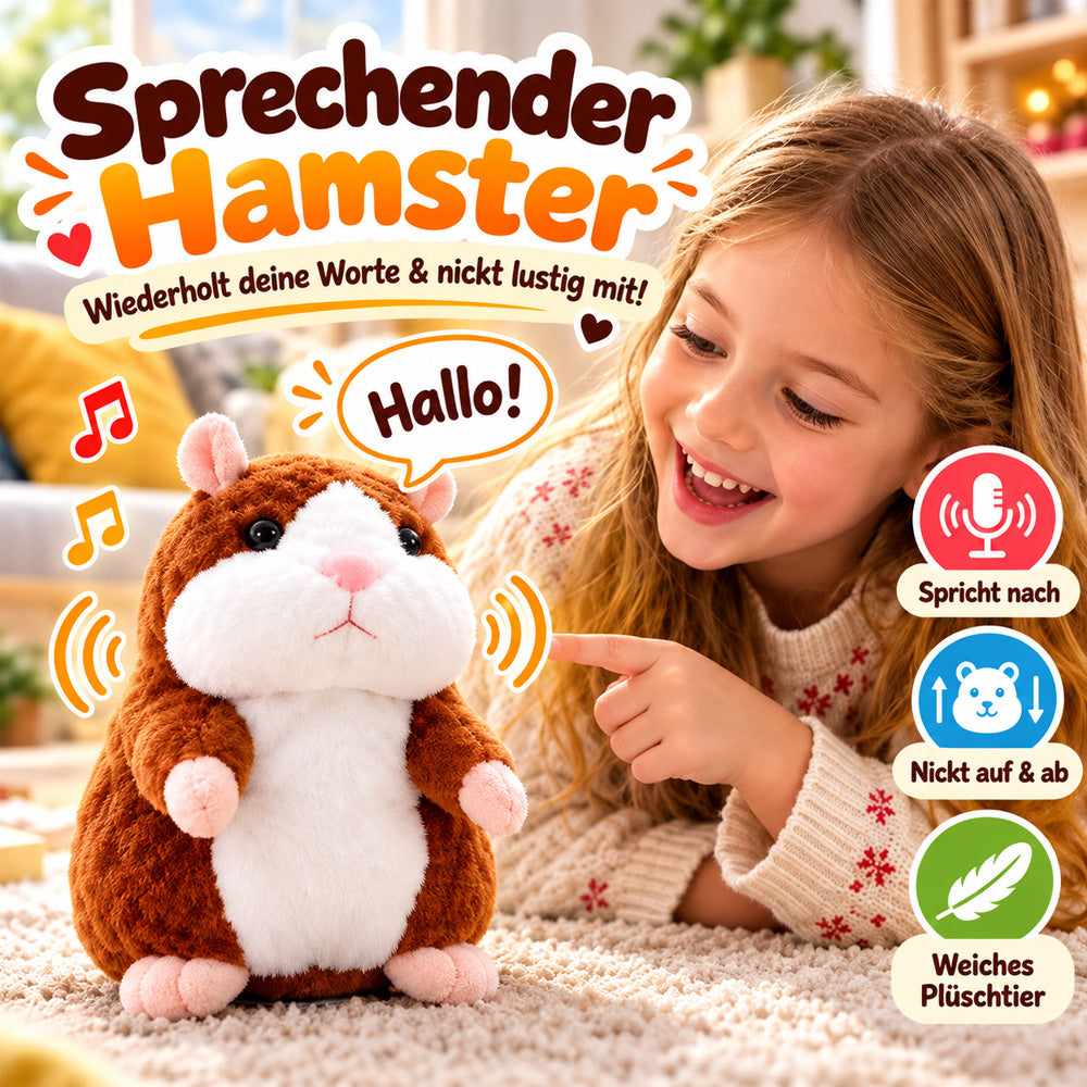 🥳2026 VERKAUFSHIT🥳💞ÜBER 50.000 VERKAUFT! 🐹✨ 50 % RABATT! Sprechender Plüschhamster – wiederholt alles, was du sagst, und wackelt dabei mit dem Kopf. Lustiger Spaß für Kinder & Erwachsene. Ideal zum Verschenken und zur Unterhaltung deiner Haustiere! 🎁💚