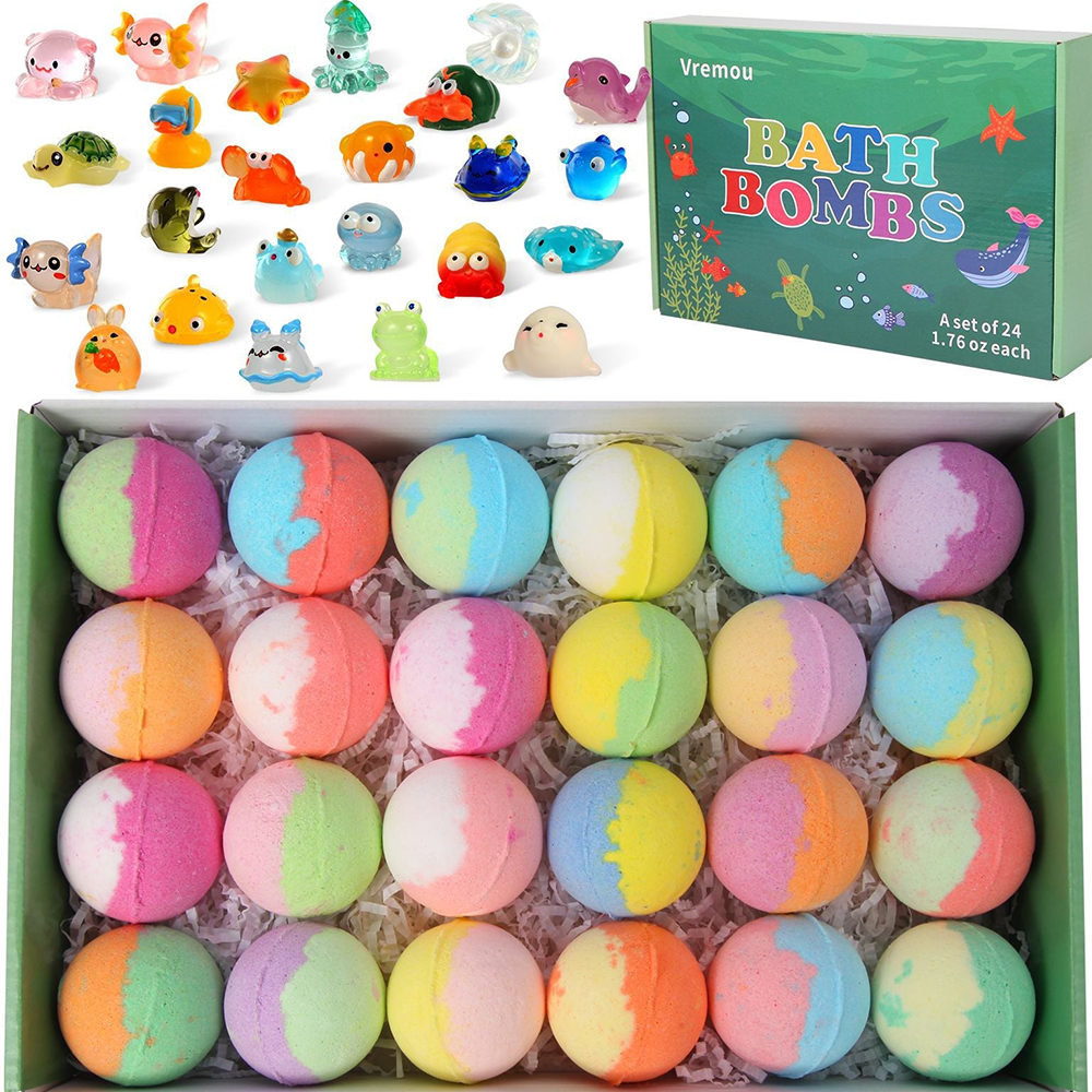 🛁 [12-teiliges Geschenkset mit Badekugeln für Kinder 💙] – 12 Tage lang jeden Tag eine neue Überraschung aus der Unterwasserwelt! 🐳 🎁