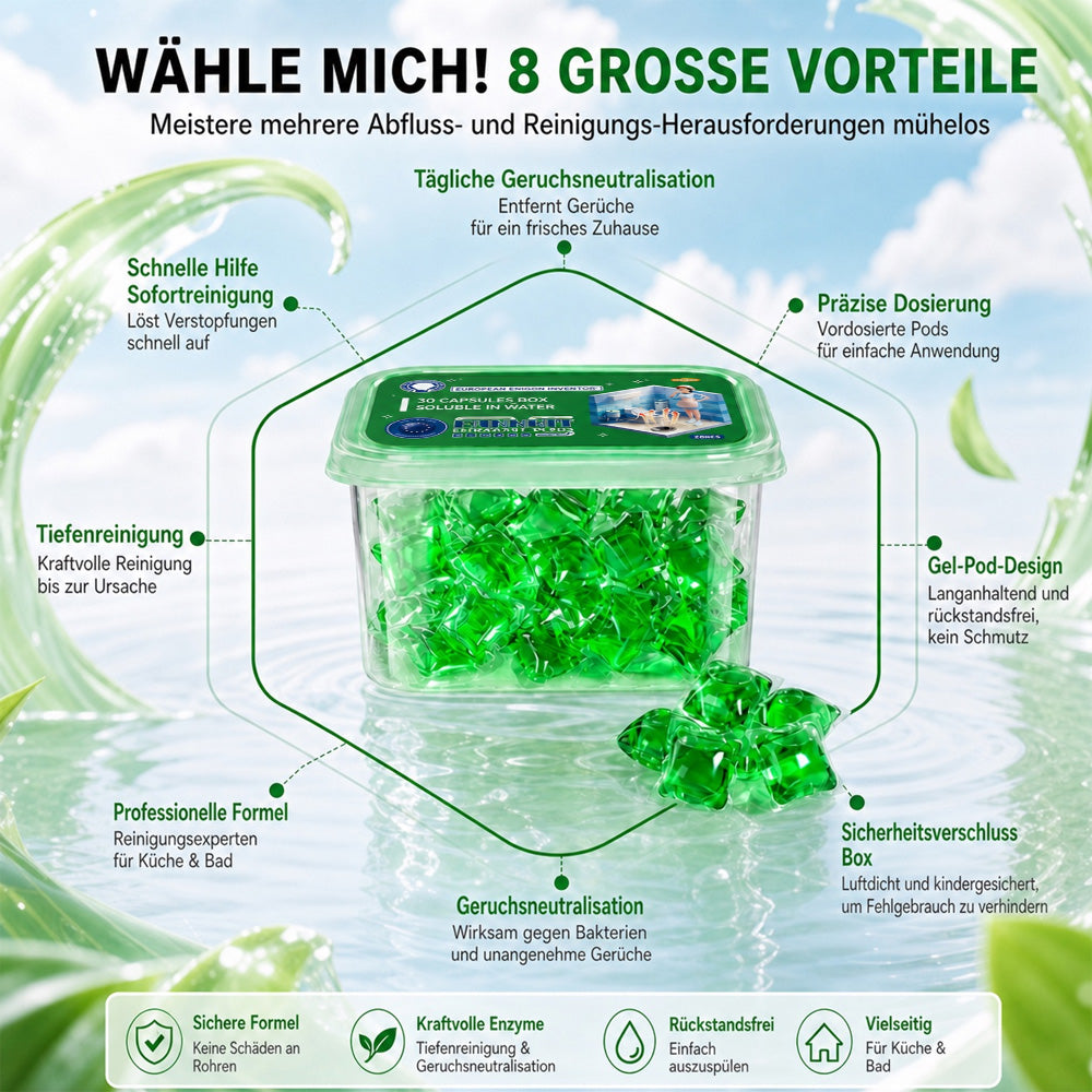 🏠💧 48 % Rabatt! Abfluss‑Deodorant‑Tabs – Bio‑Enzym‑Formel neutralisiert Gerüche direkt an der Quelle. Sofortiger Frischeduft, ohne aggressive Chemikalien. Verabschieden Sie sich von unangenehmen Gerüchen. 🚰✅